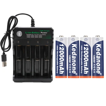 2020 Nye 18650 Batteri 3,7 V 12000mAh Genopladeligt Li-ion Batteri Til Led Lommelygte Batteri 18650 Batteri Engros +USB-Oplader