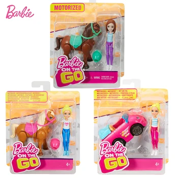 Barbie on-the-Go Brun Pony og Dukke og Mini Køretøj 1 Dukken Kan Ride Alle på Deres Egen Dukke Legetøj til Pige Fødselsdag Gave