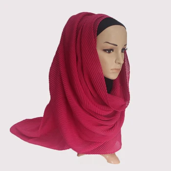 Kvinder Almindelig Bomulds Tørklæde Hoved Hijab Wrap Solid Full cover-up, Sjaler Foulard Femme Hovedbøjle Crinkle Muslimske Hijab 10STK/MASSE