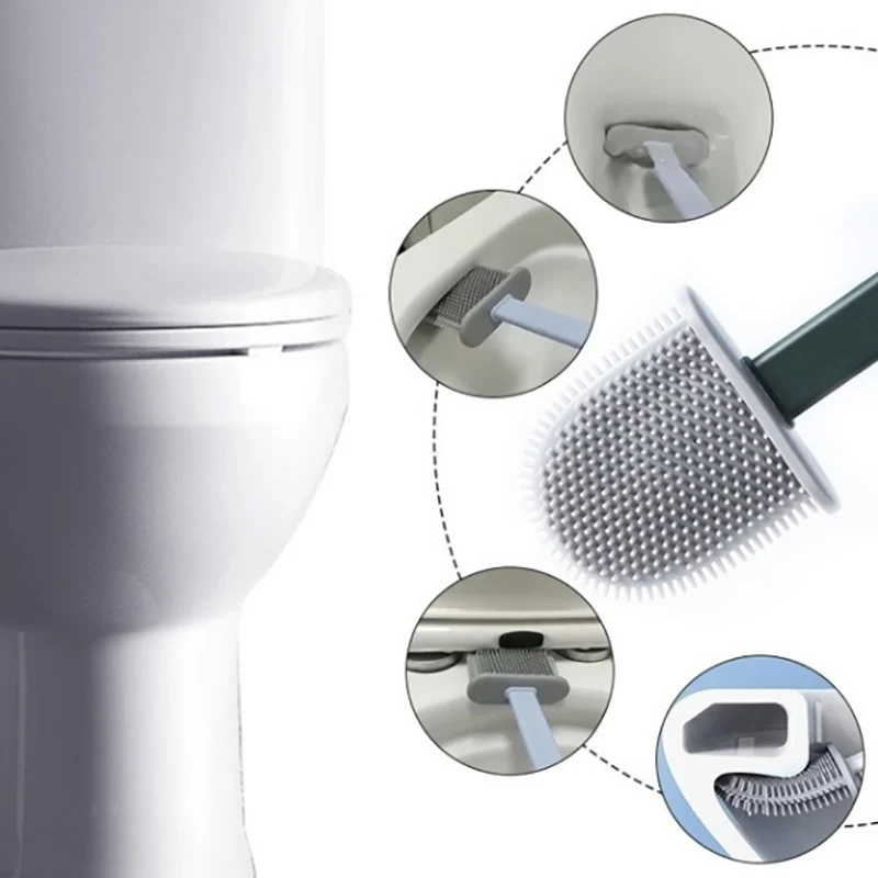 På tilbud! Oneup wc toilet børste med fladt hoved-gulvtæppe rensebørste til toilet badeværelse tilbehør hjem rengøring værktøj med afløb base \ ny < www.howeskoekken.dk