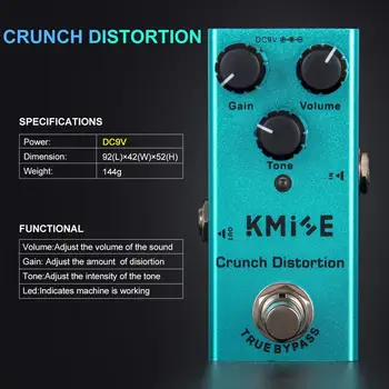 Kmise Guitar-effekt-Pedal Forvrængning Stykket Stil DC 9V True Bypass til Elektrisk Guitar